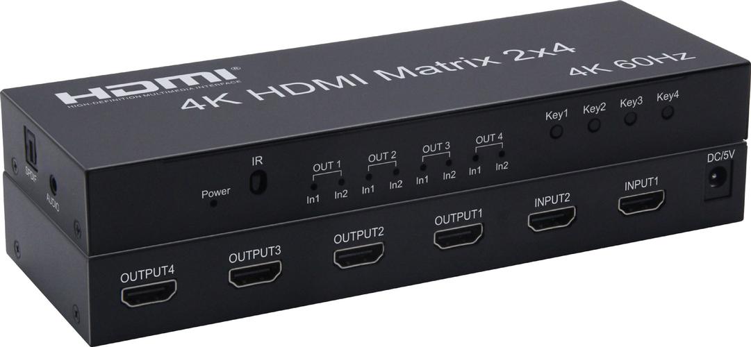 工厂直售2.0版hdmi矩阵2进4出高清4k60hz矩阵音频分离视频显示器